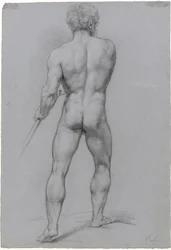 Staand mannelijk naakt, op de rug gezien
