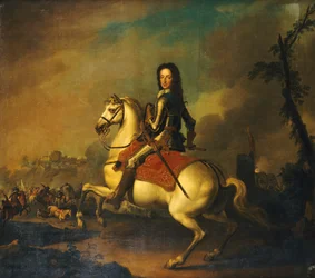 Portret van Koning Willem III bij de Slag aan de Boyne in 1690