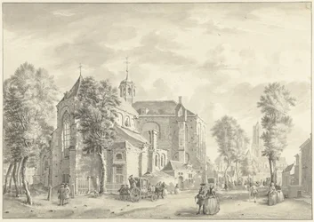 Pieterskerk te Utrecht met op de achtergrond de Dom