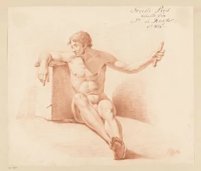 Zittend mannelijk naakt, van voren gezien (2e prijs 1814)
