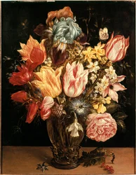 Boeket tulpen. Schilderij van Jan Bruegel (of Breugel of Brueghel of Breughel) de Oude, bekend als Bruegel de Velours (1568-1625). 17e eeuw. Privécollectie