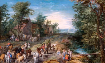 Wegscène met Reizigers en Vee, c.1611