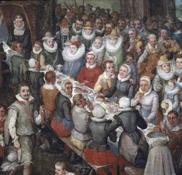 Huwelijksbanket voorgezeten door Aartshertog Albert van Oostenrijk en de Aartshertogin (detail)