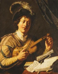 Een jonge man die een viool stemt, ca. 1623-5