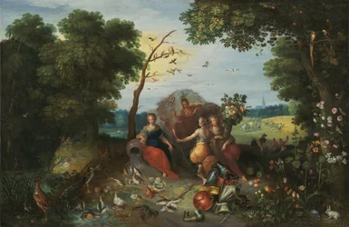 Landschap met allegorieën van de vier elementen