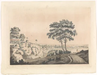 Landschap met een burcht op een heuvel
