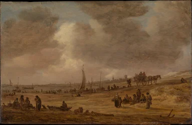 Een strand met vissersboten