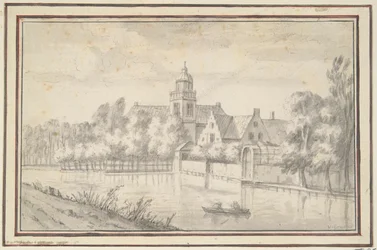 Uitzicht op kasteel en huis aan de rivier