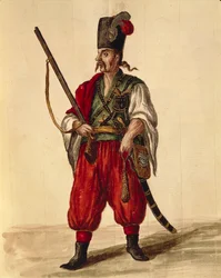 Karabinier uniform, uit geïllustreerd boek van kostuums