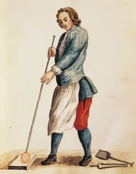 Glasblazer van Muranoglas, illustratie uit Geïllustreerd boek van Venetiaanse kostuums, door Jan Grevenbroeck (1731-1807), aquarel, Italië