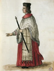 Ceremoniemeester in de St. Marcuskerk, uit De kostuums van de Venetianen