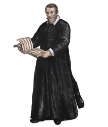 Portret van Claudio Monteverdi (1567-1643), Italiaanse componist naar tekening van Jan van Grevenbroeck (1731-1807)