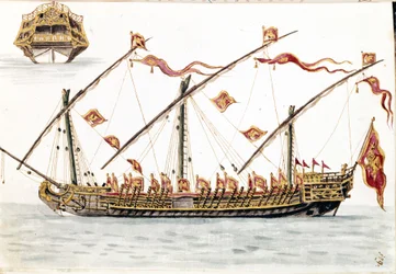 Venetiaanse galesus. Aquarel en inkt uit het manuscript 