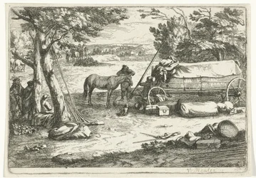 Landschap met kar en figuren