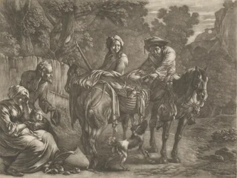 Plunderaars, een boer en zijn vrouw berovend