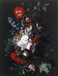 Stilleven van bloemen en fruit