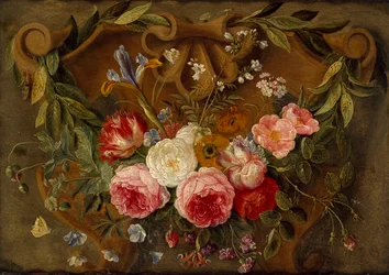 Decoratieve Stilleven Compositie met een Bloemenslinger, midden 17e eeuw