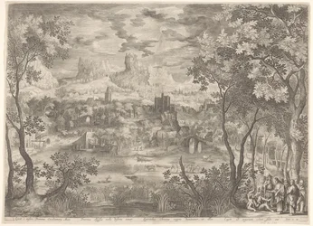 Landschap met Christus die een demon uitdrijft bij een stomme man