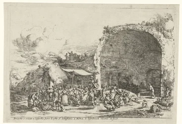 Festiviteiten bij de ruïnes van de grot van de nimf Egeria