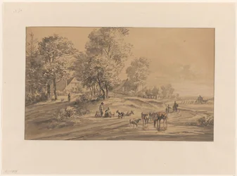 Landschap met boeren en vee