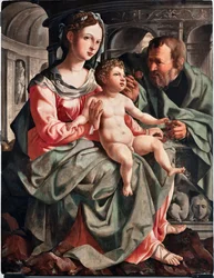 Heilige familie Schilderij door Jan Van Scorel (1495-1562) 1522 Dim 130x100 cm Genua, Musei di Strada Nuova (ex Palazzo Bianco) Italië