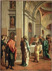 Jezus naar de tempel gebracht (schilderij op eikenhout)
