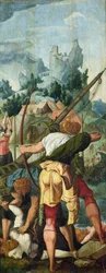 Het martelaarschap van de maagden, rechterpaneel van het drieluik van Sint Ursula en de elfduizend maagden