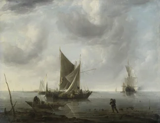 Schepen voor anker op een rustige zee, ca.1640-c.1679 (olieverf op doek)