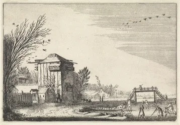 Kolfspelers op het ijs bij een duiventil (Landschappen / Amenissimae aliquot requculae)