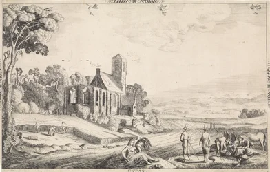 Landschap met graanoogst