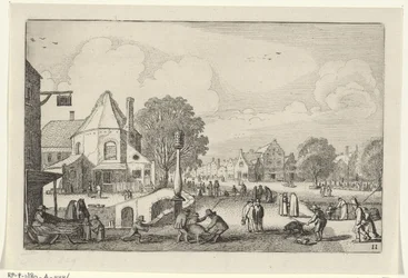 Marktdag in een stad