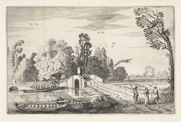 Rivierlandschap met een stenen brug (Landschappen, Amenissimae aliquot requculae)