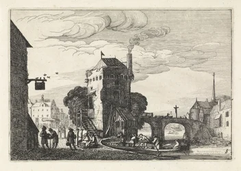 Stadsgezicht met een brug over een rivier