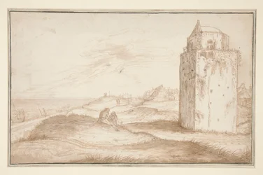 De duinen en de vuurtoren bij Zandvoort