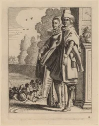 Twee figuren in kostuum
