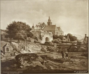 Dutch: Klooster met landerijen in een berglandschap Monastery in a Landscape