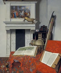 Stilleven met variëteiten (hoek van een kamer)