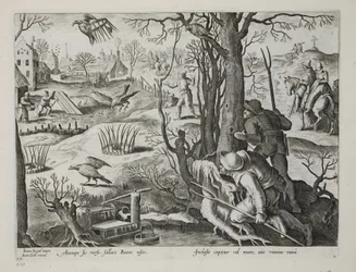 Vogelvangers die vallen met ratten gebruiken om haviken te vangen, plaat 64, illustratie uit 