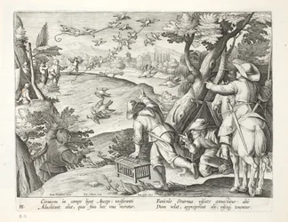Vogelaars die Kraaien vangen, illustratie uit 