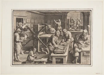 Gravure op metaal; Graveurs op een schip