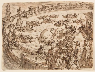 Recto: Walvisjacht door Keizer Claudius in de haven van Ostia; Verso: inscriptie met betrekking tot Plinius de Oudere