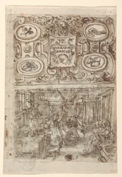 Recto, boven: Voorlopig ontwerp voor titelpagina van Vermis Sericus ("De introductie van de zijderups") printserie; Recto, onder: Voorlopig ontwerp voor pl. 3 (De incubatie van zijderupseieren); Verso, boven: Onvolledig voorlopig ontwerp voor titelpagina