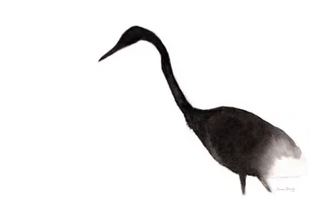 Reiger in inkt, ca 2020 (inkt op papier)