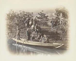 Een boot aan de rivier, Japan