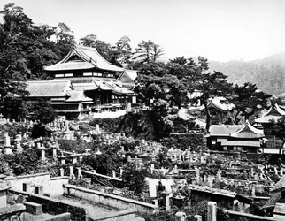 Begraafplaats van de Honrenji Tempel in Chikugo-machi, Nagasaki, ca. 1860-80