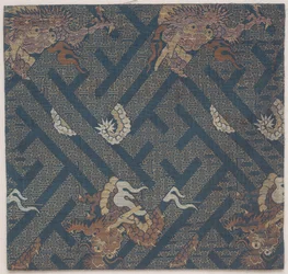 Boeddhistische Tempel Meubilair Stof, Een Omslag Voor Een Soetra, Fragment