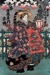 Middenpaneel van een Japanse courtisane triptiek
