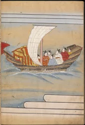 Chinese gezanten in een boot, illustratie uit de 