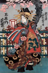 Linker paneel van een Japanse courtisane drieluik