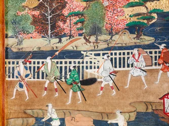 Osakazu Byobu - Japans kamerscherm met acht panelen (schilderij)